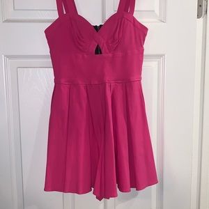 Material Girl Hot Pink Skater Dress/Romper with cutout M